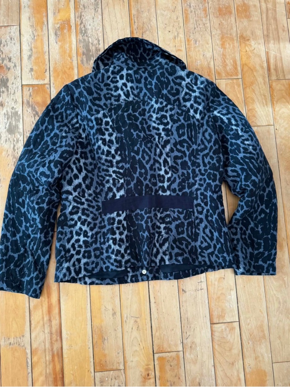 Spanner Grey Leopard Print Nylon Funnel Neck Jacket 12 Casual Chic Edgy Luxury - Picture 3 of 4